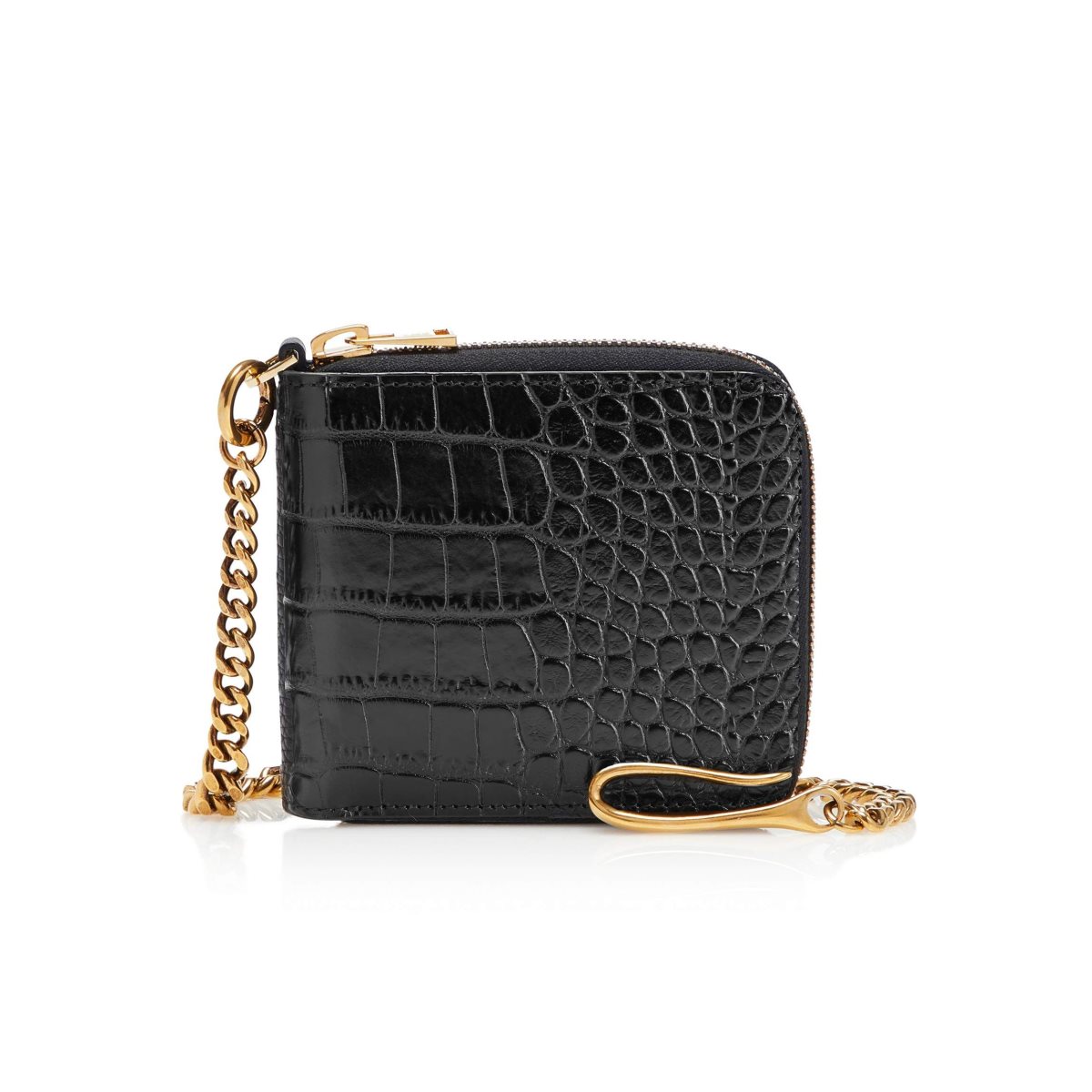 Carteras Pequeñas Tom Ford Alligator Chain Wallet Hombre Negros | 64BDTWMSA