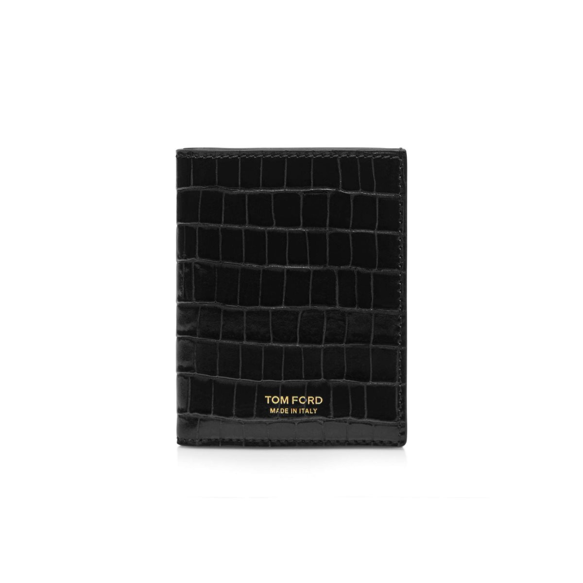 Carteras Pequeñas Tom Ford Glossy Printed Croc Folding Cardholder Hombre Negros | 06ZNJIHBF