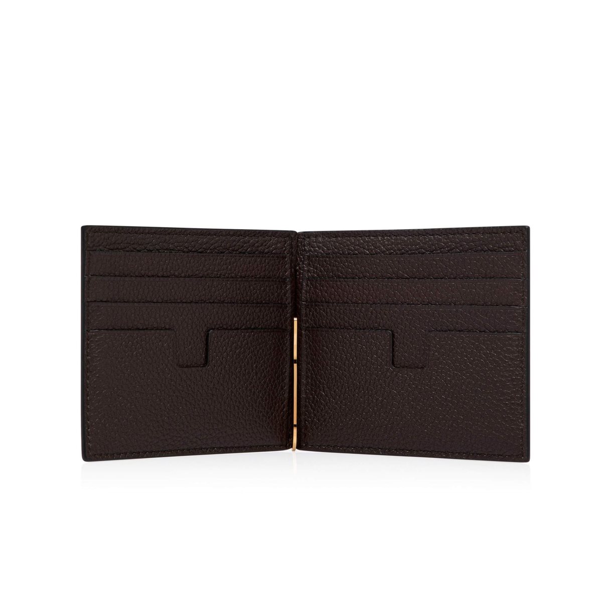 Carteras Pequeñas Tom Ford Two-tone Grain Cuero Money Clip Wallet Hombre Negros Marrom | 67LZUHNVX