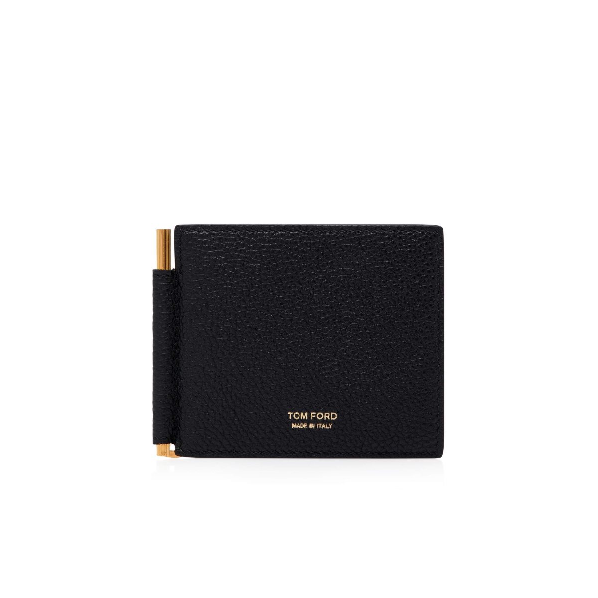 Carteras Pequeñas Tom Ford Two-tone Grain Cuero Money Clip Wallet Hombre Negros Marrom | 67LZUHNVX