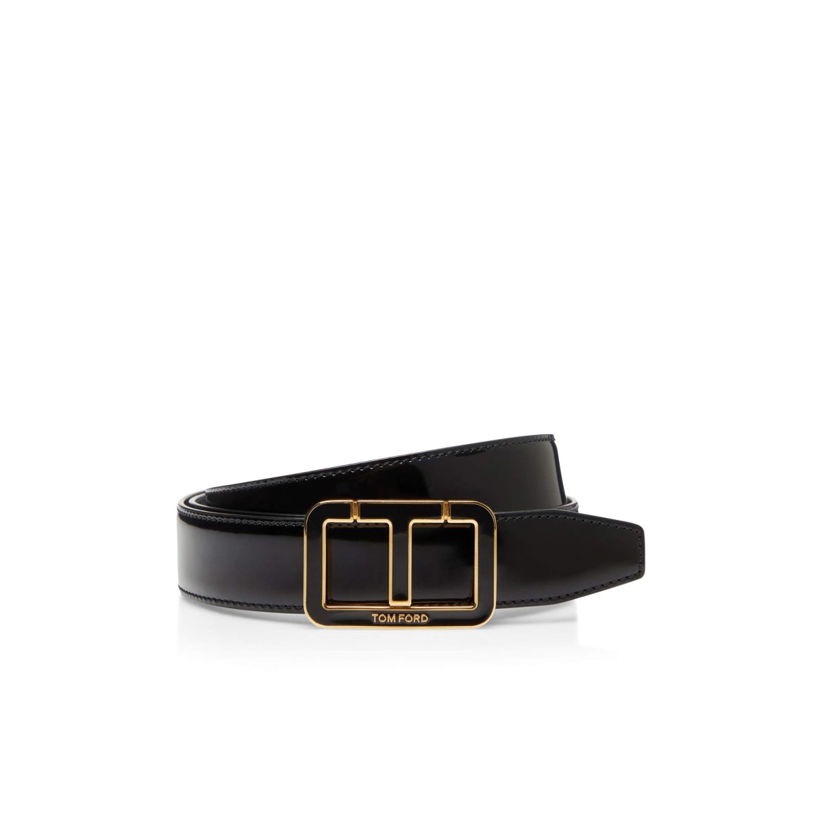 Cinturones Tom Ford Charol Cuero Enamel Scored T Hombre Negros | 46AKITNXO