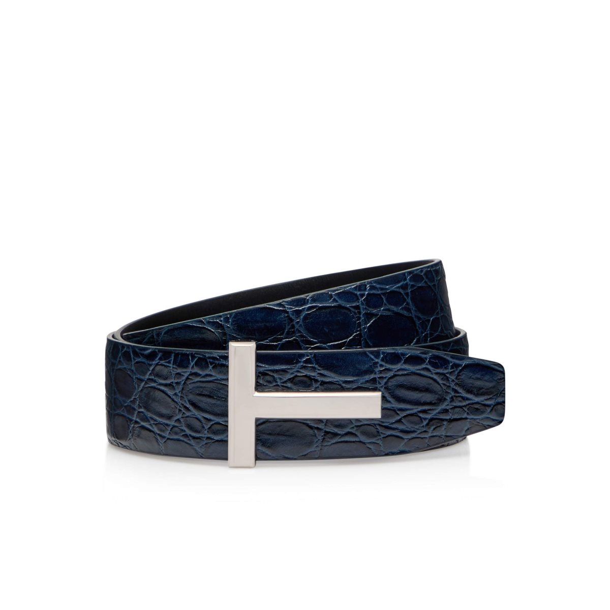 Cinturones Tom Ford Crocodile T Icon Hombre Azul Marino | 12WKBXOVC