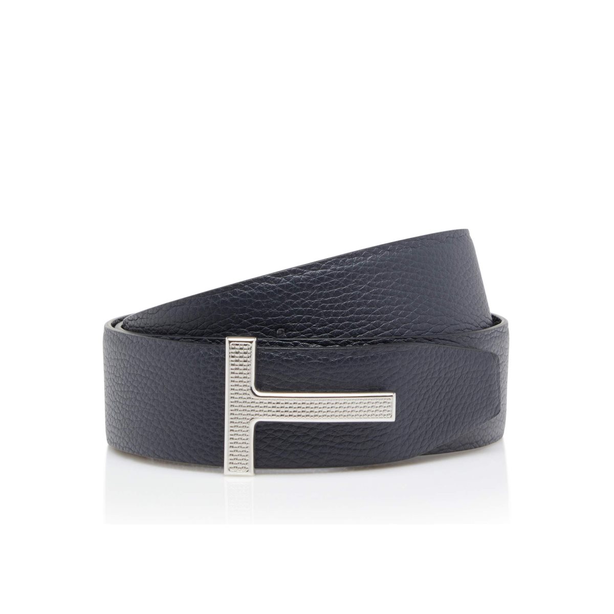 Cinturones Tom Ford Grain Cuero Textured Hebilla T Hombre Azul Marino Negros | 63WOGDQHP