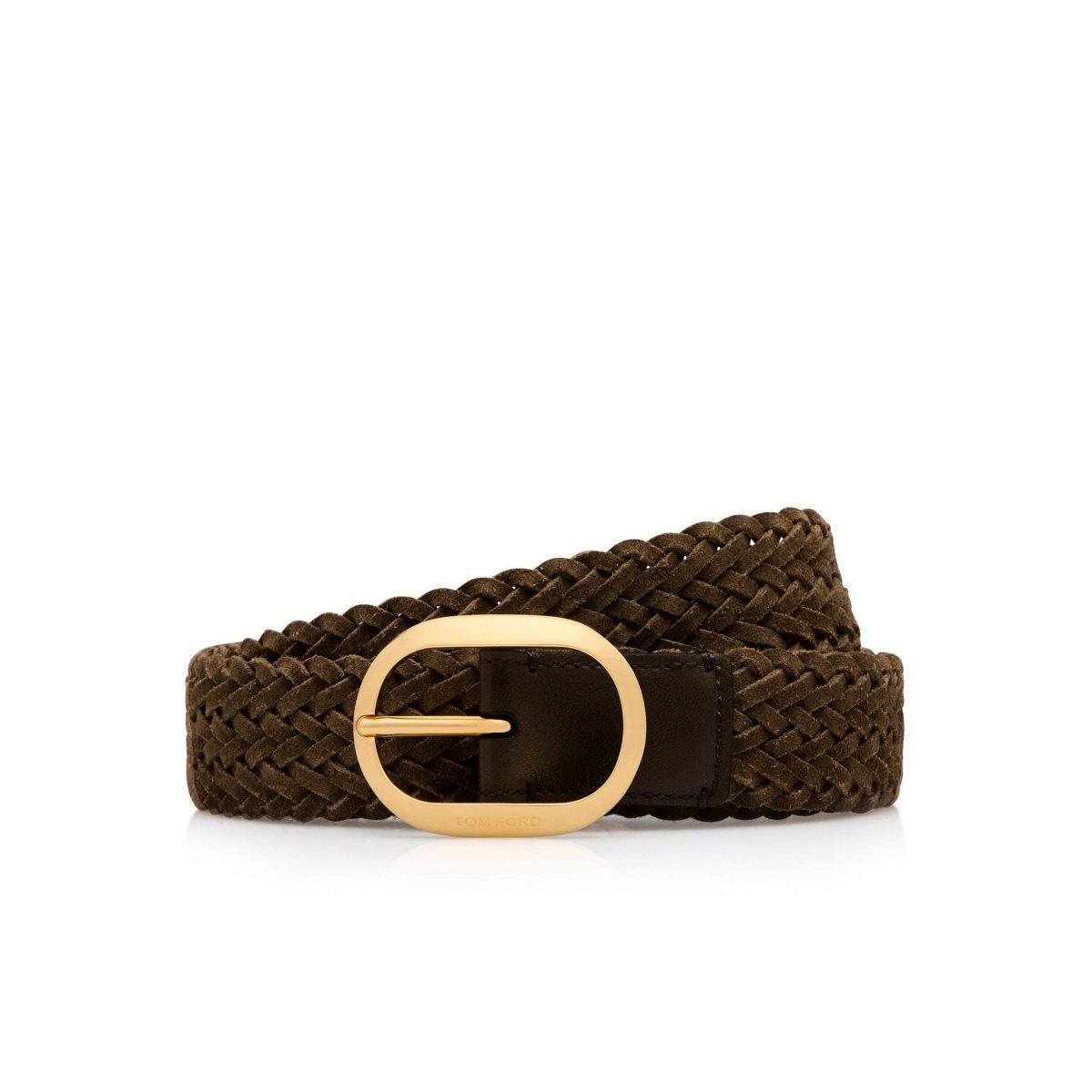 Cinturones Tom Ford Woven Cuero Oval Hombre Marrom | 12ECFABYU