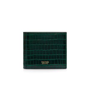 Carteras Pequeñas Tom Ford Glossy Printed Croc Classic Bifold Wallet Hombre Verde Oliva | 41IPFLHSQ