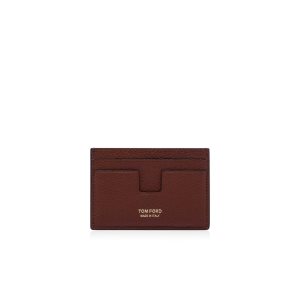 Carteras Pequeñas Tom Ford Grain Cuero Classic Cardholder Hombre Marrom | 02KIYLWRD