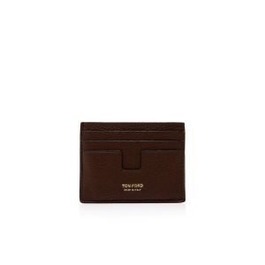 Carteras Pequeñas Tom Ford Grain Cuero Classic Cardholder Hombre Marrom | 15JPEBYTA