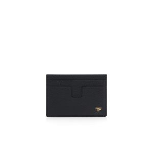 Carteras Pequeñas Tom Ford Small Grain Cuero Money Clip Cardholder Hombre Negros | 41EFBPKLN