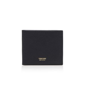 Carteras Pequeñas Tom Ford Small Grain Cuero Bifold Wallet Hombre Negros | 78JNEPZRW