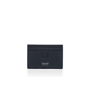 Carteras Pequeñas Tom Ford Soft Grain Cuero Classic Cardholder Hombre Azules | 07NUAJGOZ