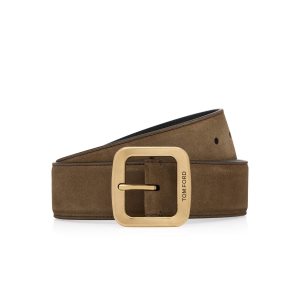 Cinturones Tom Ford Gamuza Square Hombre Nut | 95SINEFCU