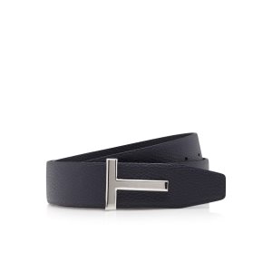 Cinturones Tom Ford Soft Grain Cuero T Icon Hombre Azul Marino Negros | 73GDCQOKV