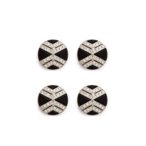 Joyería Tom Ford Diamond Onyx Round Studs Hombre Blancos Dorados | 87BRVXGUZ