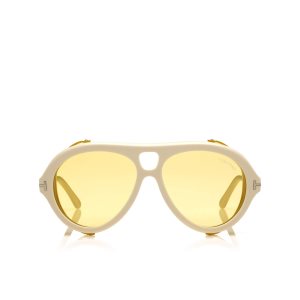 Lentes De Sol Tom Ford Neughman Mujer Blancos | 81QONTHRS